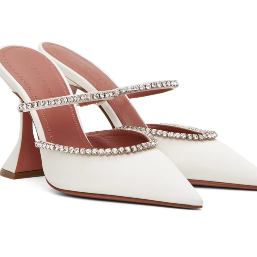 Amina Muaddi White Gilda Mule Heels